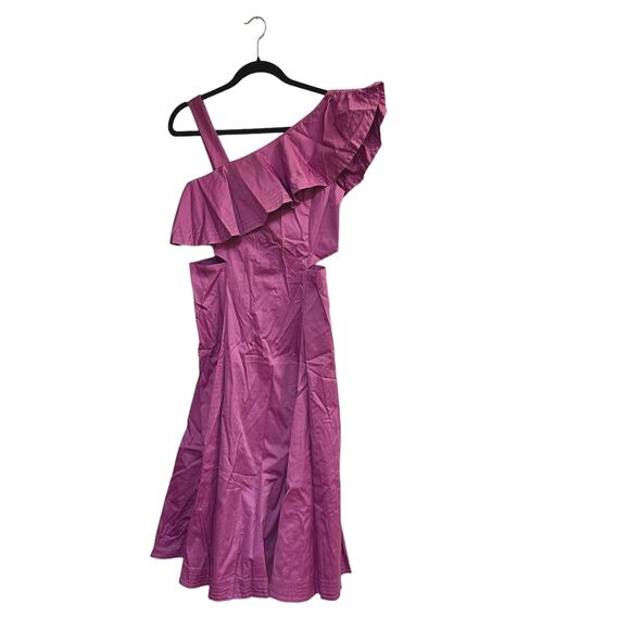 NEW Veronica Beard Asymmetric Ruffle Midi Dress Purple - Picture 4 of 8